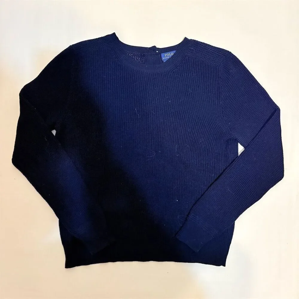 Polo Ralph Lauren Women’s M Navy Blue Crew Neck‎ Pullover Sweater - Picture 9 of 9